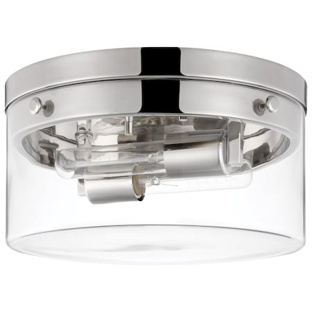 Nuvo Intersection Medium Flush Mount - Polished Nickel with Clear Glass 60/7637